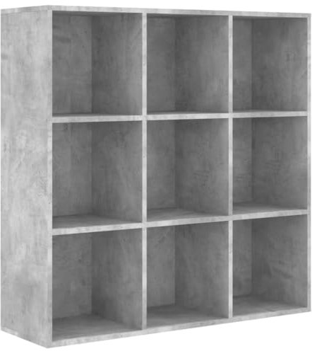 vidaXL Bücherregal mit 9 Fächern Standregal Wandregal Büroregal Regal Aktenregal Bücherschrank Aufbewahrungsregal Betongrau 98x29x97,5cm Holzwerkstoff