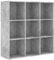 vidaXL Bücherregal mit 9 Fächern Standregal Wandregal Büroregal Regal Aktenregal Bücherschrank Aufbewahrungsregal Betongrau 98x29x97,5cm Holzwerkstoff
