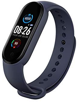 Fitness Tracker, orologio intelligente, contapassi, M5 Smart Band Bracciale IP67 impermeabile Smarthwatch pressione sanguigna e monitor del sonno, braccialetti Smartband Fitness (Blu)