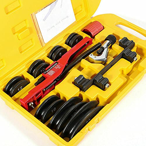 Handrohrbieger Einstellbar Manuelle Rohrbiegemaschine Zum Biegen Rohren, Rohrbiegegerät für Rohrbiegen aus Kohlenstoffstahl φ6-22mm 1/4 - 7/8 Gelb