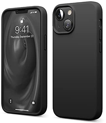 elago Liquid Silicone Case Kompatibel mit iPhone 13 Mini Hülle (5,4), Hochwertiges Silikon, Rundumschutz Handyhülle : 3-Layer Struktur Schutzhülle, Kratzfestes Weiches Mikrofaserfutter (Schwarz)
