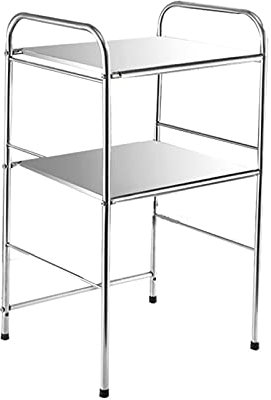 QINGGANGLING999 Kitchen Storage Trolleys 2-Tier Microwave Oven Stand Stainless Steel Kitchen Baker Rack Storage Shelf Home Kitchen Shelf Organizer Holder Serving Trolleys
