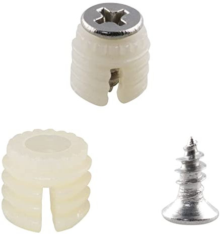 JianLing 50 set di inserti in plastica per tasselli con viti, 50 inserti M4x9 per cerniera con apertura dei denti e 50 viti autofilettanti M4x10