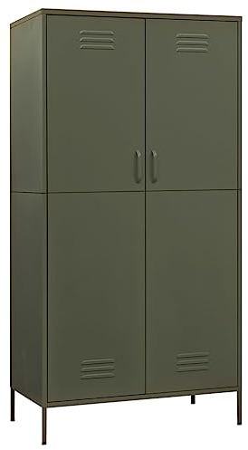 vidaXL Kleiderschrank Olivgrün 90x50x180 cm Stahl