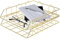 LELYFIT 2 Stück Metall-Dokumentenregal, Metall-Ablagefach Stapelbares Papierregal Schreibtisch, Für Schreibtisch, Ablagefach, Postfach (Gold)