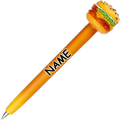 alles-meine.de GmbH Kugelschreiber - Kuli - Stift - mit Figur Hamburger - inkl. Name - aus Kunstharz/Polystone - 17 cm - für Kinder & Erwachsene - Schule - Büro - lustig witzig..