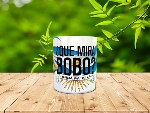 Genérico Taza personalizada ¿qué mirá bobo? ¡andá pa' allá! humor Messi mundial Qatar para regalo futboleros