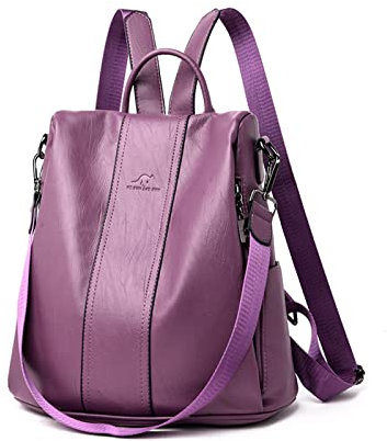 NICOLE & DORIS Damen Rucksäcke Anti Diebstahl Rucksack PU Leder Rucksackhandtaschen Daypack wasserdichte Schulrucksack Multifunktions Schultertasche Travel Rucksack Lila