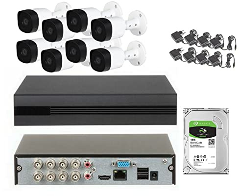 KIT 8 TELECAMERE 5 MP lente da 2.8 mm XVR 8 CANALI 5 MP HARD DISK DA 1 TERA 1000 GB INCLUSO