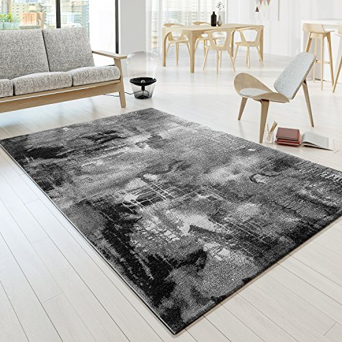 TT Home Wohnzimmer Teppich Kurzflor Soft Modern Abstrakte Designs, Farbe:Grau, Größe:200x290 cm