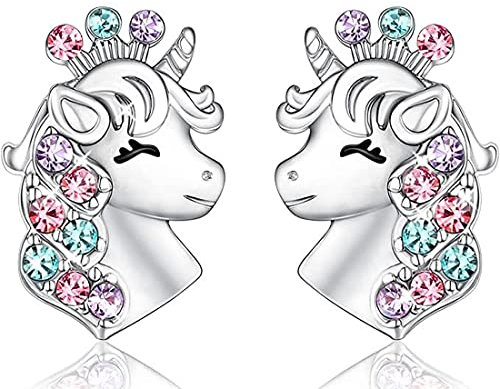 LICHUANUK Einhorn Ohrringe für Mädchen Sterling Silber, Geburtstagsgeschenke für Mädchen Einhorn Schmuck, Geburtstagsgeschenke für Mädchen