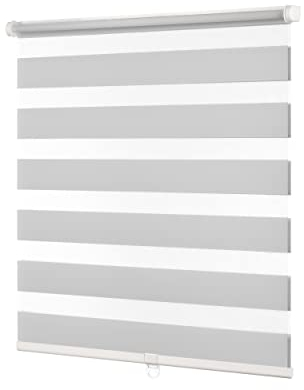 Ventanara® Doppelrollo schnurlos ohne Bohren Klemmfix Fenster Duo Rollo inklusive Montagematerial (hellgrau, 90 x 150 cm)