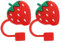 Straw Caps for Reusable Straws Straw Covers Cap 2pcs Strawberry Straw Topper Tips Silicone Reusable Drinking Straw Lids Cute Anti-Dust Straw Plugs for Home Kitchen Party Travel