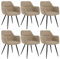 Mevsim Store Esszimmerstühle 6er Set Beige – Bequeme Polsterstühle mit Armlehne aus Leinenstoff & Metallgestell – Lieferung in 3 Paketen