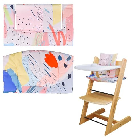 LLHQAMT für Stokke Hochstuhlkissen, für Stokke Baby Sitzbezug mit niedlichen Grafiken, weich und bequem für Tripp Trapp Baby Kissen macht Baby Sitzen sicherer und bequemer (Bunte Punkte)