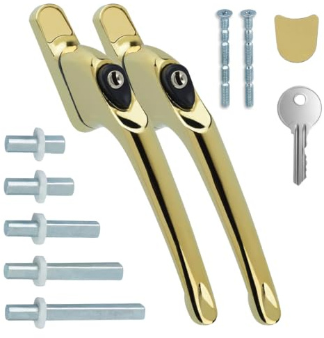 FixRello PVC Window Handles for uPVC Windows - Handle for uPVC Windows and Double Glazing (2, Gold)