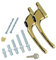 FixRello Maniglia universale per finestra in uPVC, con serratura, ambidestra, multi-mandrino, oro (2 pezzi)
