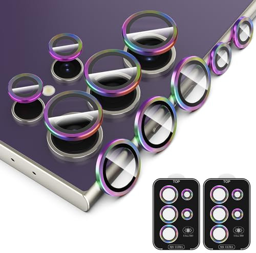 Simpeak 2 Set Camera Lens Protector Compatible with Samsung Galaxy S24 Ultra, Individual 9H Tempered Glass Camera Metal Case for S24 Ultra [Installation Tray]