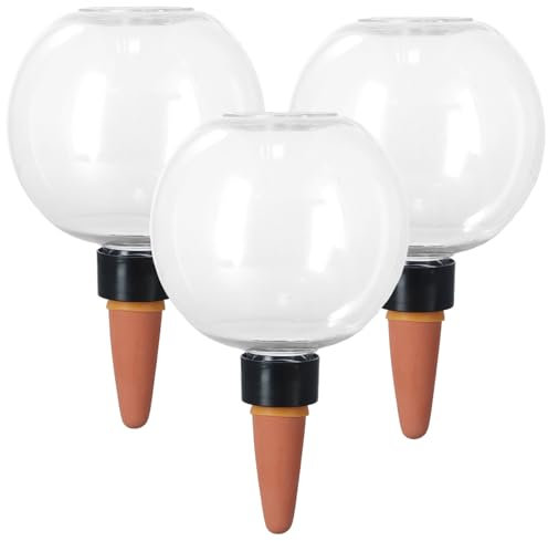 3 Pcs Riego Plantas Vacaciones 500ml, Goteros de Riego Automático de Plástico con Cono de Goteo, Autorriego Globos Bolas de Riego, Dispensadores de Agua para Macetas Flores Exterior Interior (D)