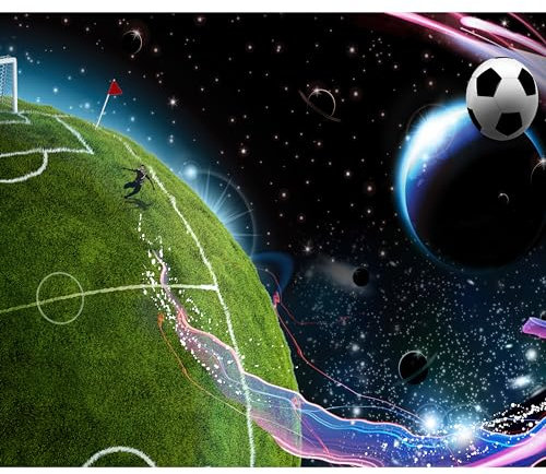 murando Fototapete Kinderzimmer 250x175 cm Vlies Tapeten Wandtapete XXL Moderne Wanddeko Design Wand Dekoration Wohnzimmer Schlafzimmer Büro Flur Kindertapete Fußball Erde Planeten Sportplatz