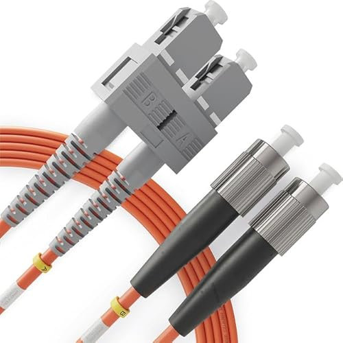 BEYONDTECH Cable de fibra óptica SC a FC OM2 Multimodo Duplex (5 Metros - 1 Unidad) - Latiguillo Doble Fibra Óptica UPC/UPC - 50/125 (LSZH)