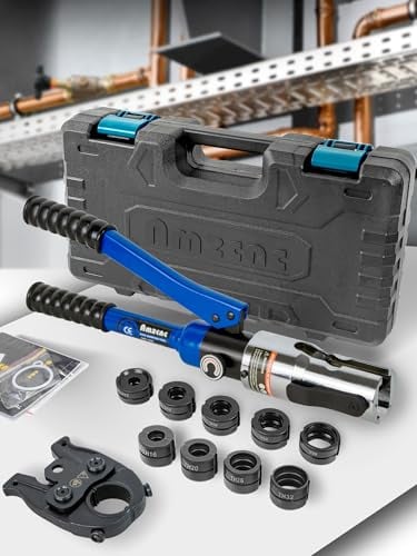 AMZCNC Pinza a pressa professionale con profilo a V e profilo TH, per tubi in rame, tubo in acciaio inox, tubo in acciaio inox e inserti in ganasce V12 V15 V18 V22 V28 e TH16 TH20 TH26 TH32 incl