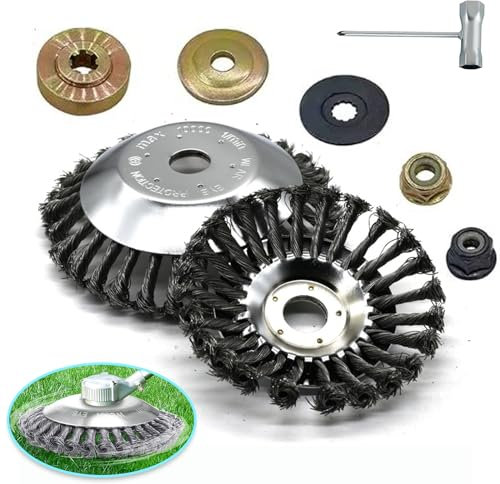Durimi 6Zoll-Draht-Rotationsklingenbürste für Freischneider, kommt mit Universal-Adapter-Kit für St*HL, Gartenlawnmower, Moss Grass Rust Removal und andere gerade Welle Trimmer