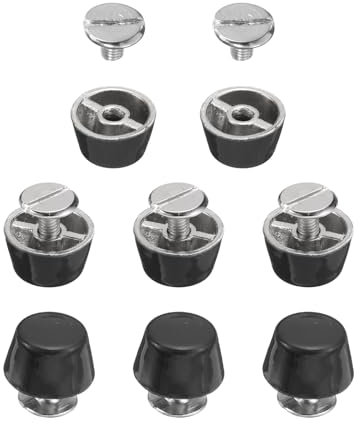 QUARKZMAN 8 Set Leder Nieten 12 x 7mm Doppelkappe Hohlnieten Hornschrauben Zubehör mit Metall Schraubnieten Rücknieten Punk für Gürtel Dekoration Flachkopf-Nietenstifte (Schwarz glänzend)