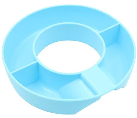 Namvo Silicone Snack Bowl, Reusable Snack Platter, with Base and Straw Hat, 4 Compartments for Sweets, Popcorn, for Car, Cinema (Blue)