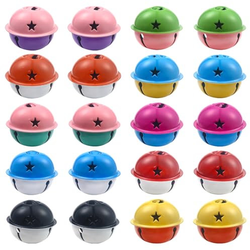TOAOB 20 Stück Weihnachtsglocken 4 cm Bunte Große Glocken Metallglocken für Weihnachtsdekoration Hochzeit Geburtstag Party Dekoration