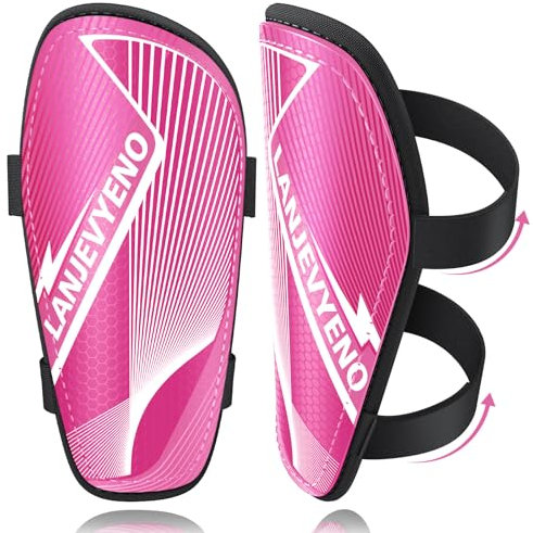 Schienbeinschoner Kinder Fussball LanJevyEno Schienbeinschoner für Fußball Leichte Sichere Passform Atmungsaktive Schienbeinschoner für 2-18 Jahre Premium Fußball Zubehör für Jungen und Mädchen