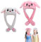 2 PCS Moving Kaninchen Hut, hasenmütze,hut mit beweglichen ohren, rabbit ears hat , Plüsch Tier Ohr Hut, niedlich lustig plüsch hut für Make up Party,Weihnachtsfeier Fasching,Karneval(weiß, rosa)