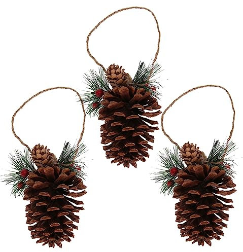 CORHAD 3stücke Natürliche Tannenzapfen Anhänger Groß Deko-anhänger Für Weihnachten Baumschmuck Zum Aufhängen Partyzubehör Für Hochzeiten Geburtstage