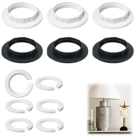 MEXRUMI 6 Pièce E27 To E14 Convertisseur D'Anneau D'Abat-Jour En Plastique Réducteur D'Anneau D'Abat-Jour Réducteur D'Abat + 6 Pièce Plastique Anneau Réducteur Abat Jour E14 Pour Abat-Jour Bague Plaqu