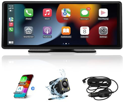 WODHMIEY Pantalla Táctil Coche 10.26 Pulgadas, Navegación GPS, Estéreo para Automóvil Compatible con CarPlay, Android Auto, Bluetooth, Control por Voz, GPS, AUX y FM