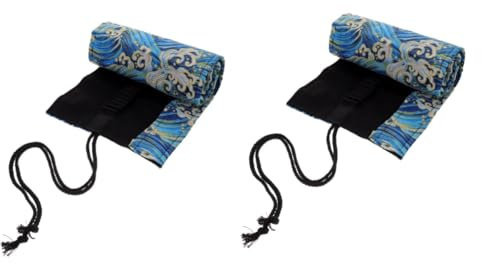 SEWACC 2pcs Capacity Pen Roll up Pouch Japanese Style Printing Pencil Organizer for Outdoor Use for Artists and Students Space-Saving Design Slots