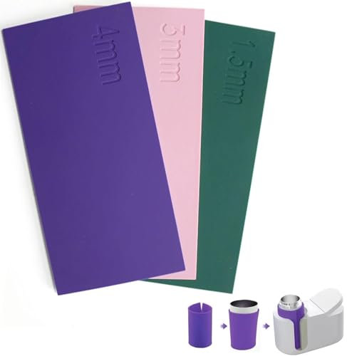 EVDZNA Sublimation Silikonmanschette, Becherklemme Silikon, sublimationstassen, Silikon Wraps Sublimation in 3 Dicken, für Tassen Sublimationsmaschine Tassenpressmaschine, 3 Stück, Rosa, Grün, Lila