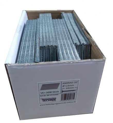 Nails 64 mm Rustproof Brads 20° Suitable for Tjep Gas Nailer VF-16/64 Paslode IM65A IM250A BR-07