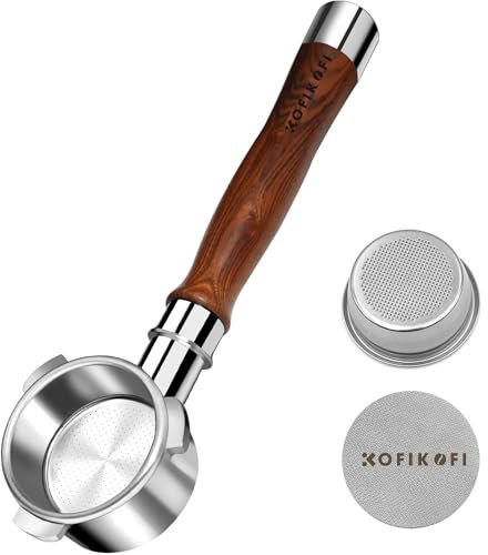 KOFIKOFI Porte-filtre sans fond de 54 mm avec 3 oreilles, tamis à emmaillotage et panier filtrant en acier inoxydable, compatible avec Breville Barista série BES870/878/880 et autres machines à