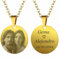 LUTTO Collar con foto, Collar personalizado, Colgante personalizado, Colgante con foto y texto Grabado, Chapas de identificación, Medalla de Acero, Corazón, Pergamino (Redonda dorado 25 mm)