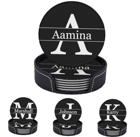 sous-Verres Personnalisés Lot de 6 sous-Verres en Cuir Personnalisés pour Boissons Ajoutez Votre Propre Photo Texte Logo Tapis de Boisson Antidérapant Personnalisé Porte-gobelet pour Bar Café Cuisine