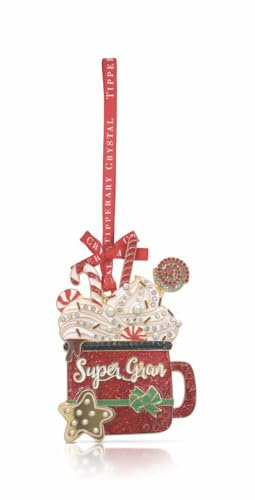 Tipperary Crystal Luxury Sparkle Christmas Hanging Decoration - Christmas Mug Super Gran Design in Star Gift Box Xmas Festive Décor - Christmas Tree Decoration - Perfect for Holiday Décor & Gifting