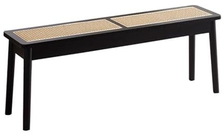 GUAWJRZDP Bauernhaus-Holzbank, Esszimmerbank, Küchenbänke, Rattanbank Für Den Eingangsbereich, Kleine Schmale Gewebte Bank Für Die Inneneinrichtung(Nero,100cm/39.3in)