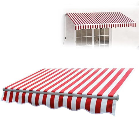 Großer roter Gartenpavillon, Baldachin, 4,5 x 2,5 m, einziehbare Markise mit UV-Schutz, perfekt für den Außenbereich, Terrasse oder Terrasse