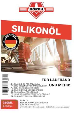 BÖRFH Silikonöl 250ML - 100% reines Silikonöl für Laufband und Sportgeräte, Ungiftig, Ideal für Haushalt und Künstler, Laufbandöl, Silikonöl Perfekt für Acrylpouring und Sportgerätepflege