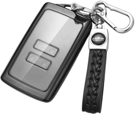 【5 Couleurs】 Z.MYUKI Symbioz Coque clé avec Porte Clef pour Renault Symbioz 2024-2025 2026 Accessoire Protection clé (Noir)