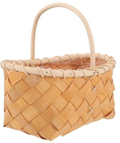 HAPINARY Cestino Di Legno Intrecciato Cestino Portatile Maniglia Contenitore Rustico Per Articoli Vari Per Raccogliere Funghi O Contenere Condimenti Per Barbecue