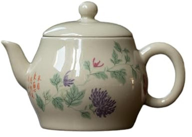 Tetera de 150 ml de hierba y ceniza de madera, juego de té de cerámica estilo chino, crisantemo morado