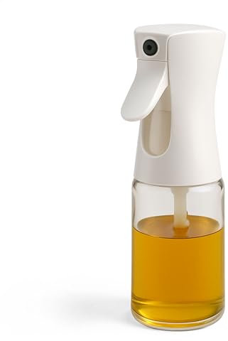 TIENDA EURASIA – Pulverizador Aceite Spray | Capacidad 200 ml | Plástico PP Libre de BPA | Blanco y Transparente | Medidas 6 x 20 cm | Válvula de Succión Polivalente