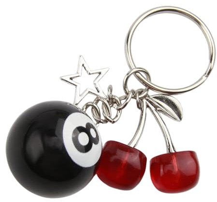 Aisikoo Schlüsselanhänger Aesthetic mit Kirschen, 8-Ball & Stern – Trendige Bag Charms, Stilvolle Keychain, Taschen Anhänger, Taschen Charms für dein individuelles Accessoire-Upgrade